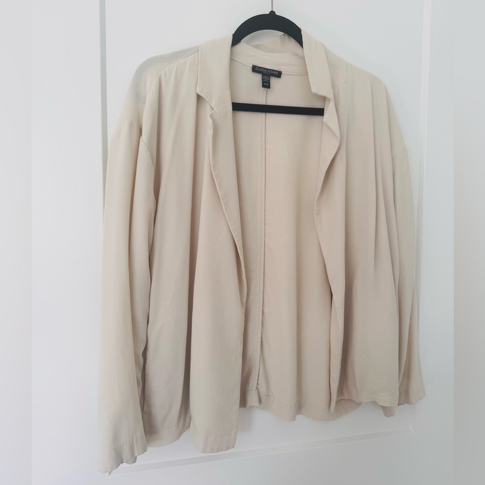 Eileen Fischer Beige Classy Cardigan Petite Large